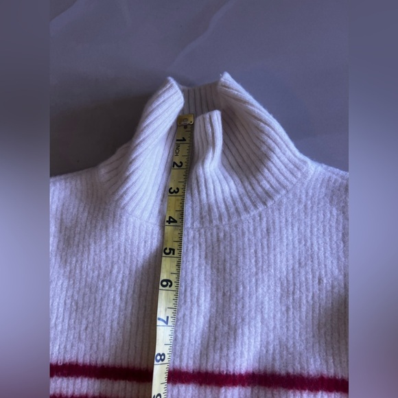 ZARA Turtleneck Ribbed Knit Wool Sweater Striped Red size S - Picture 9 of 16